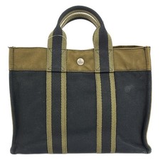 HERMES Fourre Tout Tote PM - Navy Khaki Canvas None Tote Bag