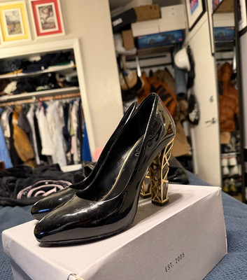 Loriblu Women s Black Patent Leather Heels   Size EU 38   Pre-Owned