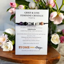 Feminine Grief And Loss Crystal Corded Friendship Bracelet