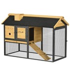 Rabbit Hutch, 2 Tiers Outdoor Guinea Pig Hutch w/ Tray & Ramp for 1-2 Rabbits