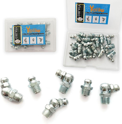 5/16''-24 18Pcs Grease Fitting Assortment Straight 45 90 Degree Grease Zerk Fitti