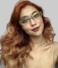 Vintage ALAIN MIKLI AL07570021 54mm Yellow Semi-Rimless Women s Eyeglasses Frame