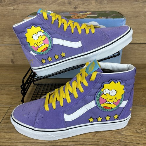 Vans Shoes Unisex Size UK 7.5 The Simpsons “Lisa For President “ Sk8 Hi Purple - Picture 2 of 17