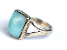 Exquisite Natural Sky Blue Larimar .925 Sterling Silver Ring 6
