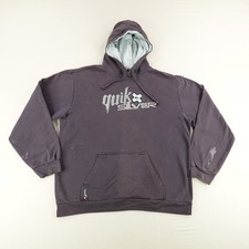 Vintage Quiksilver Hoodie Mens XL Black Pullover Skate Surfer Sweatshirt Y2K