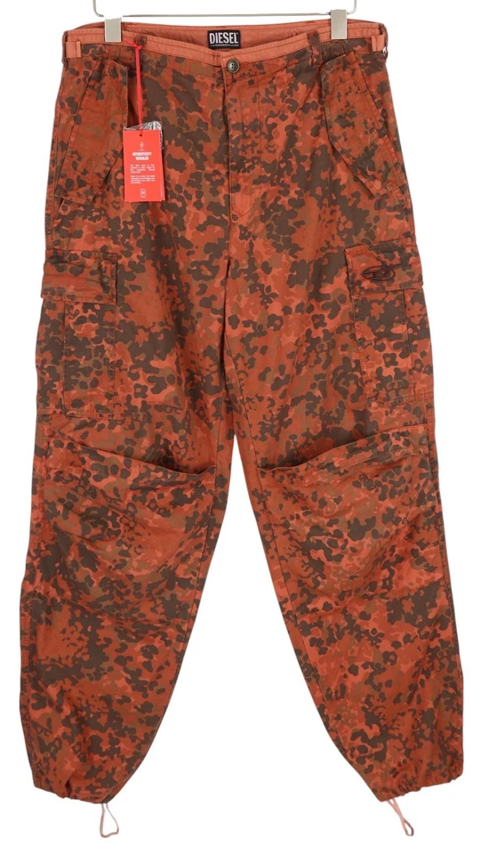Pantalones para hombre Diesel P-Atlan-Pat W33 naranja camuflaje carga varios bolsillos PVP 295 Foto 2 de 4