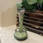 Roseville Pottery Freesia Bud Vase Blue Green 195-7  Vintage Flower Ceramic