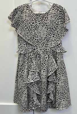 BCBG Girls Leopard Print Ruffled Crepe Dress size 6x
