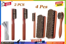 2/4 Pcs Shoe Brush, Boot Brush, Horse Hair Brush for Leather, Shoe Polish Brush
