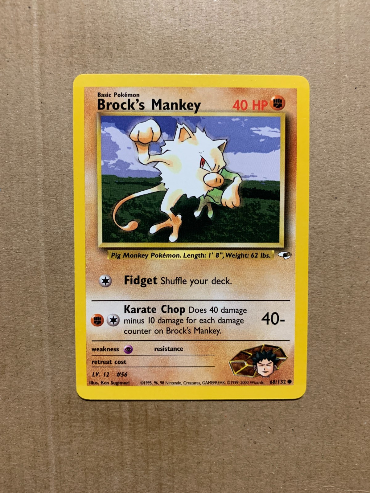 Brock's Mankey 68/132 Gym Heroes - Common Pokemon Card - NM/Mint
