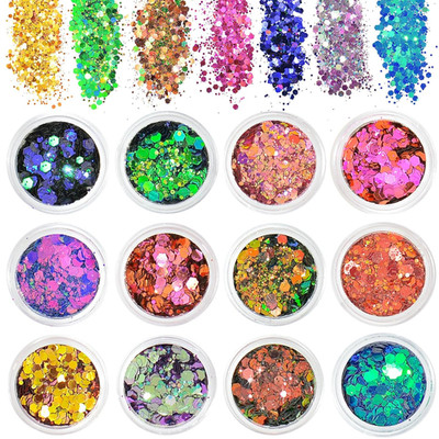Festival Glitzer Gesicht 12 Farben Body Glitter Chunky Make-up Set```