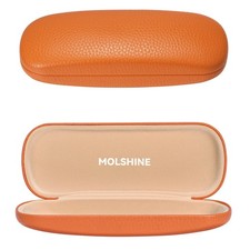 molshine Hard Shell PU Leather Glasses Case,Travel Portable Medium, Orange