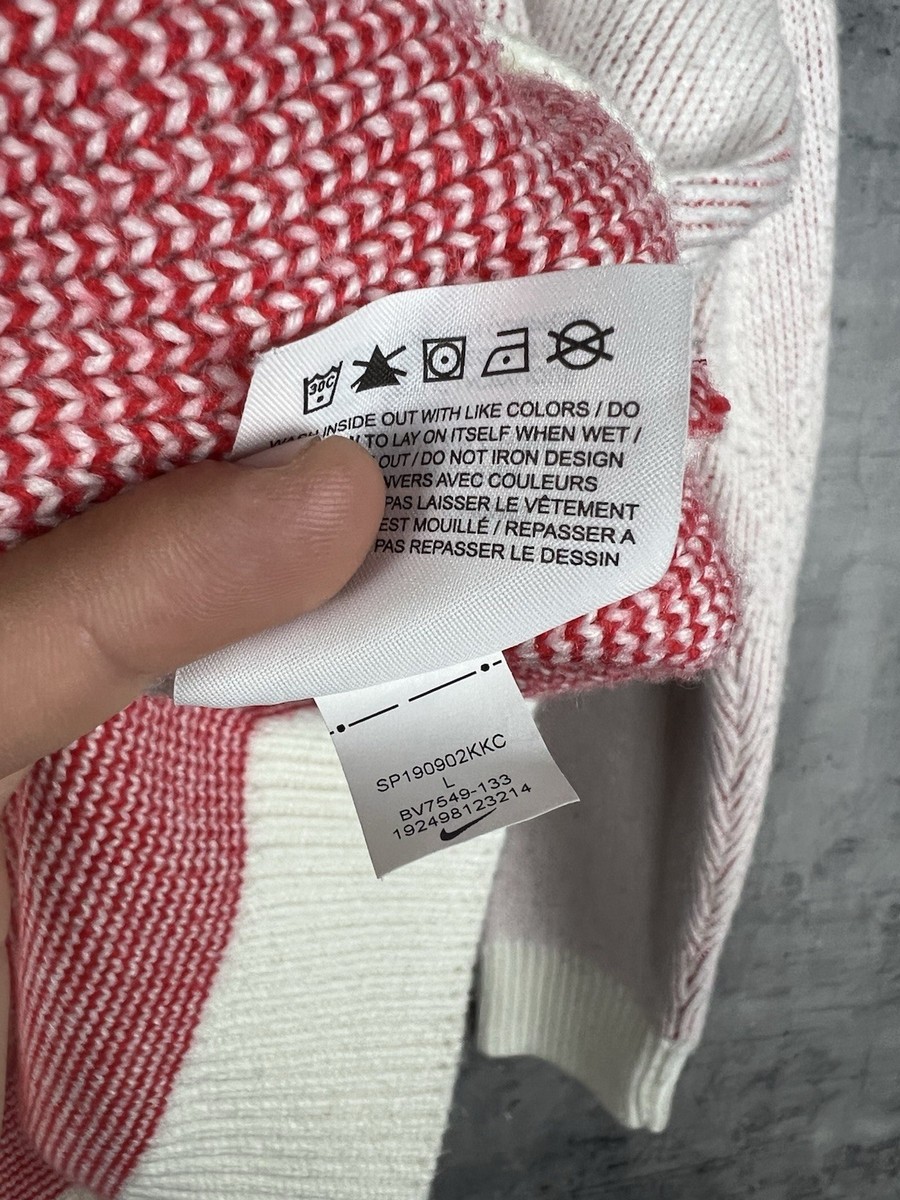 Supreme Nike Swoosh Sweater Knit SS19 Sz L White/Red | eBay