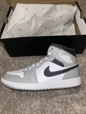 Air Jordan 1 Mid Light Smoke Grey/White Size 9.5 554724