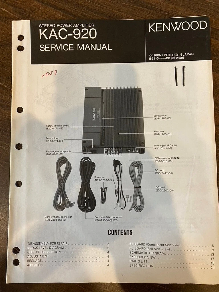 KENWOOD KAC-920 KAC920 AMP Service Manual **ORIGINAL** KENWOOD KAC-920 KAC920 AMP Service Manual **ORIGINAL**