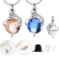 Cremation Jewelry Crystal Pendant Necklace Mini Urn for Ashes Memorial Keepsake