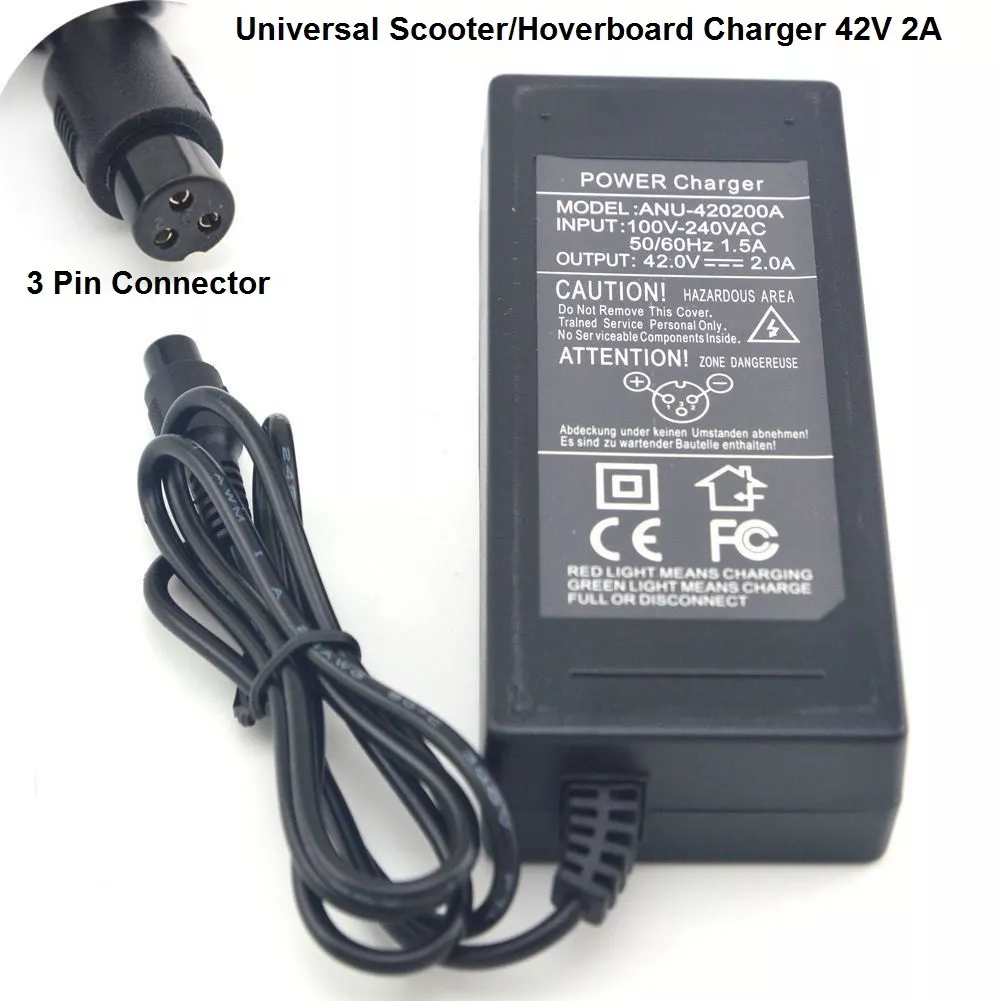 Hoverboard Charger, CJBIN 42V 2A Electric Scooter Charger, Hoverboard  Charger Uk 3 Pin, Scooter Charger Adapter for Electric Self-Balancing  Scooter, Segway Hoverboard, Two Wheel Drifting Board: : Sports  & Outdoors