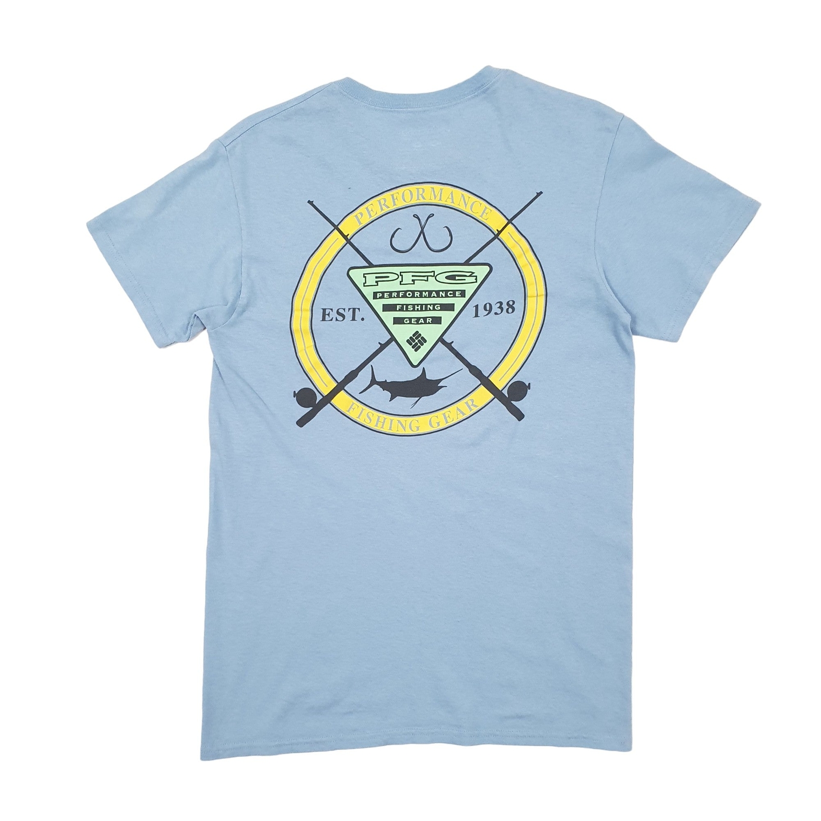 COLUMBIA SPORTSWEAR Blue T Shirt Tee PFG Fishing Short Sleeve Cotton Mens S image 2