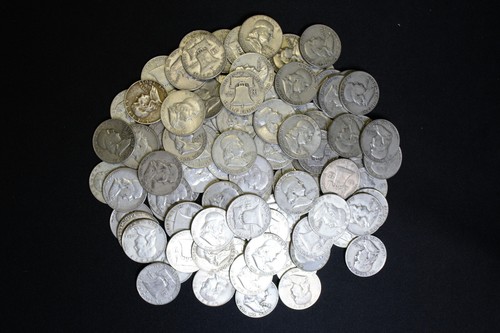 1948 - 1963 Benjamin Franklin Half Dollar "Junk" 90% Silver $10 Face Value Lot