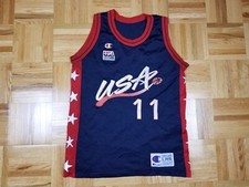 VINTAGE 90' USA OLYMPIC BASKETBALL DREAM TEAM #11 MALONE CHAMPION JERSEY 14-16