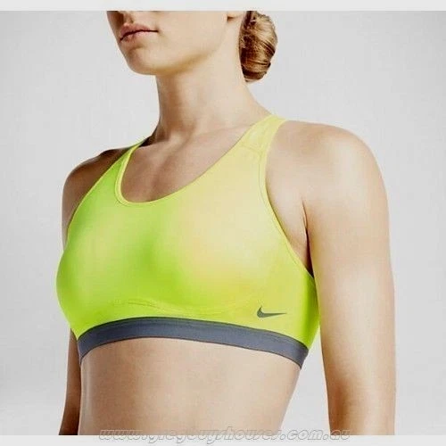 Nike sz S Pro FIERCE Sports Bra Medium Support NEW $50 620279-703 Volt w  Grey