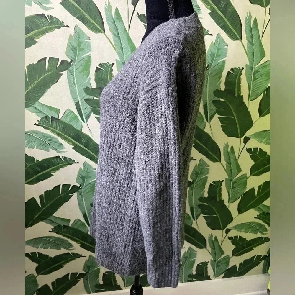 Halogen Ribbed Gray Tunic Oversized Crewneck Swea… - image 4