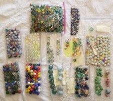 Vintage Marble Collection Lot Christensen Akro Agate Moonies Vitro 1930s - 1970