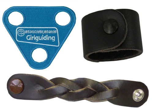 Woggle Rainbows Brownies Rangers Girl Guiding Scarf  Plaited Plain Embroidered