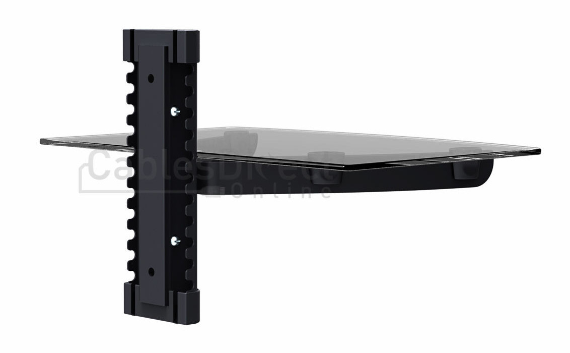 Floating Black Glass Rack Shelf Stand Wall Mount Bracket TV Box DVR DVD Cable