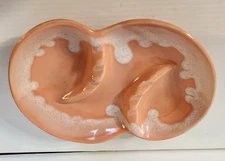 Vintage Peach Drip Glaze California Mid-century Modern Ashtray MCM 10" USA