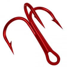 100pcs/Box Red Treble Hooks High Carbon Steel Sharp &Round Bend Size #2 #4 #6 #8