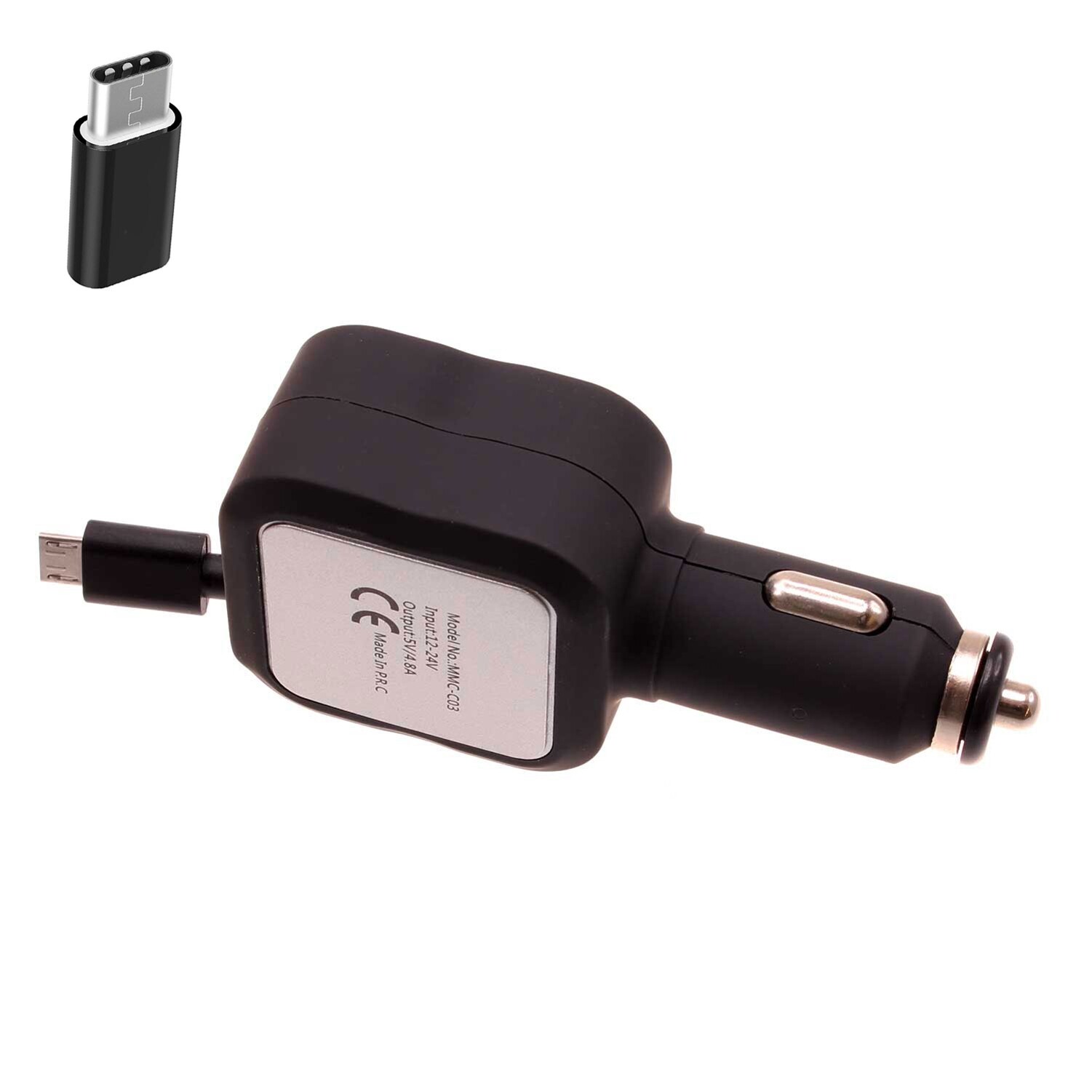 High-Speed 4.8Amp Retractable Car Charger for Samsung Galaxy Z Fold/Flip & Models 5/4/3 with Dual USB Ports