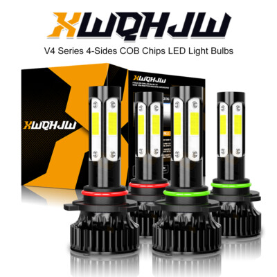 9005 9006 LED Headlight Kit Combo Bulbs 6000K H/Low Beam Super White 5500LM