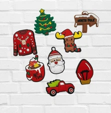 8pc Christmas Shoe Charms For Crocs Santa Shoe Charms Holiday Shoe Charms Cookie