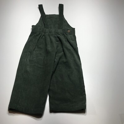 Unbranded Overalls Girls Size 110 Green Corduroy Stretch Elastic Waist Pocket