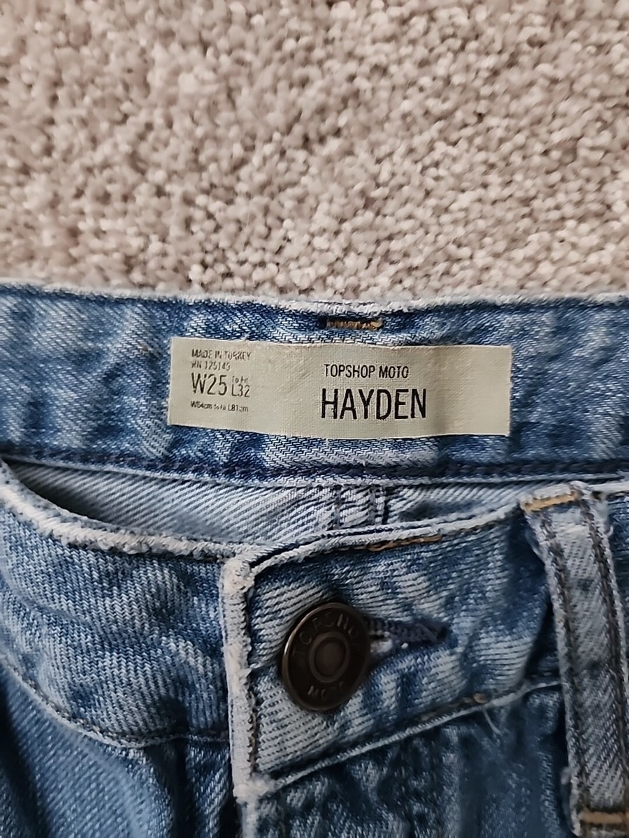 Top Shop Women's Moto Hayden Distressed Denim Jeans Size 25 Button