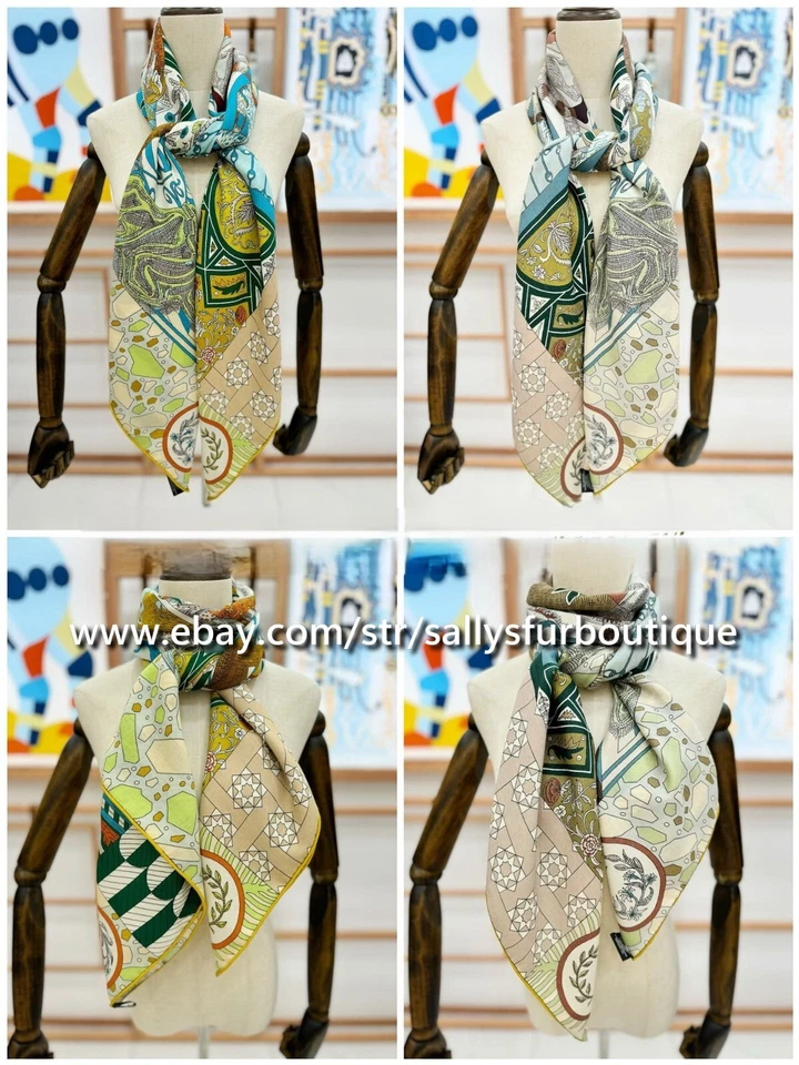 Sallys 70% Cachemira 30% Seda Estola Azteca Plano Estampado Doble Cara Bufanda Chal 53" Foto 2 de 4