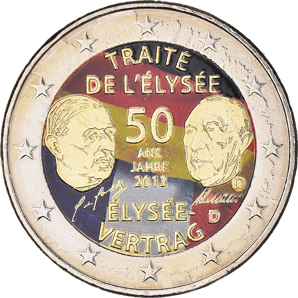 Piece 2 Euros Traité De L Elysée 2013 386022] GERMANY - FEDERAL REPUBLIC, 2 Euro, Traité de l&#039;Elysée, 2013,  Munich | eBay