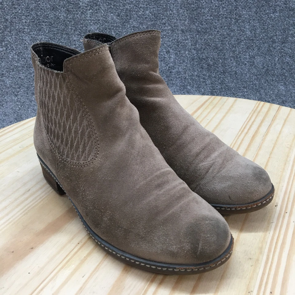 Женские удобные ботинки Gabor 3,5-сторонние ZIp ботильоны 520998 коричневые замшевые миндаль - Изображение 3 из 4