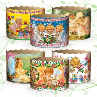 Set 6 Easter Parchment Baking Paper Molds Paska  Panettone Cake Angels