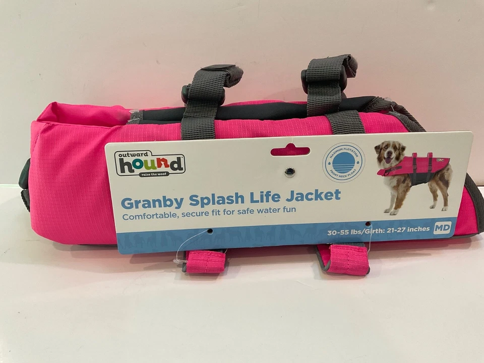 Outward Hound Dog Granby Splash Life Jacket Vest Pink Medium - Image 2 of 4
