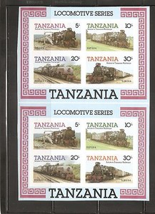Tanzania 1985 Locomotive Series, Sheetlet ,  Imperforated Proof . MNH