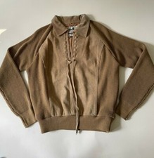 70s Vintage Suede Leather Lace Knit Sweater Pioneer Wear Jacket Cowboy Mens M