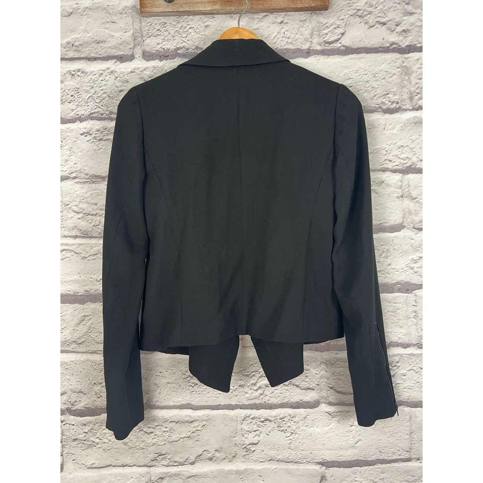 Blazer para mujer DIANE VON FURSTENBERG 2 negro Olympia Waterfall crepé frente abierto Foto 3 de 4