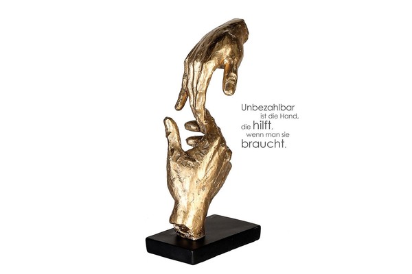 "Skulptur \"Two Handy\", Poly, Dekofigur, Goldfarben Schwarz, Ca. 30 Cm"-image