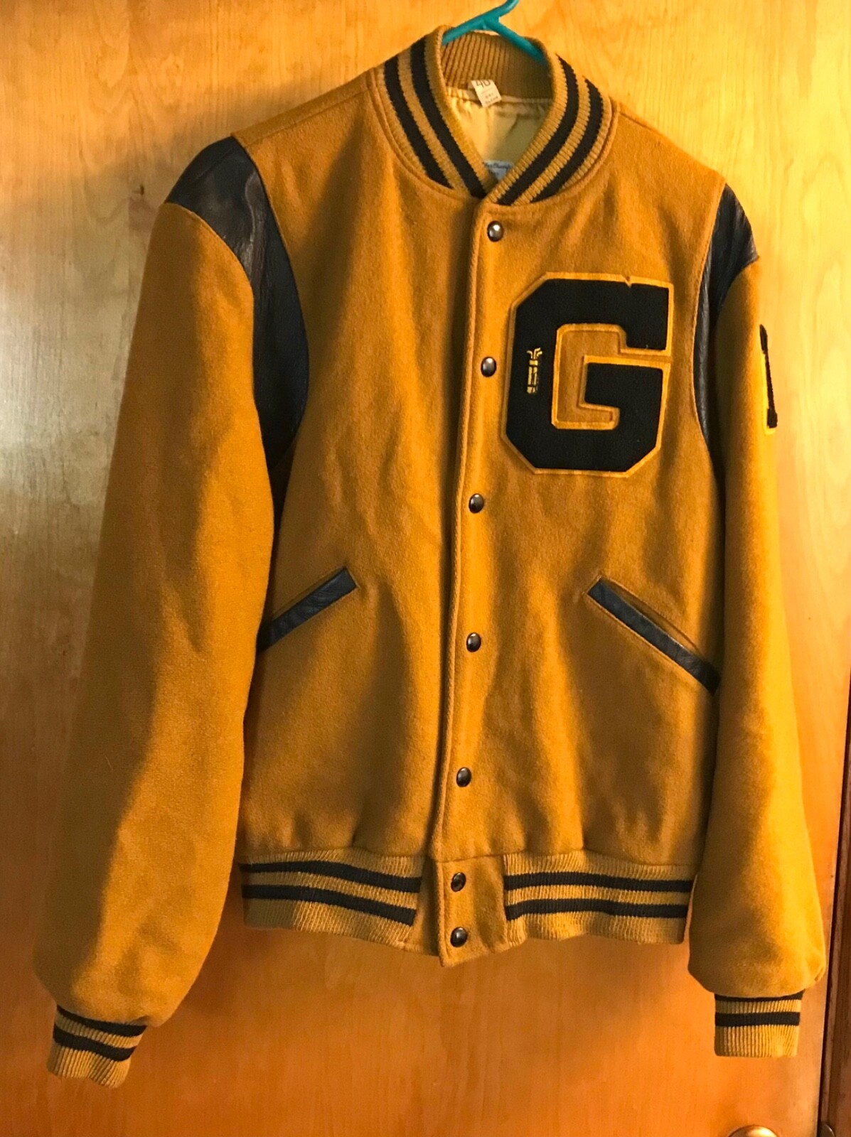 VTG MENS LETTERMAN JACKET GROVE CITY PA GOLF BUTWIN JACKET LEATHER ARM