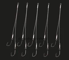 10Pcs Saltwater Steel Double Hook Rigs Fishing Hooks Leader Wire for Catfish