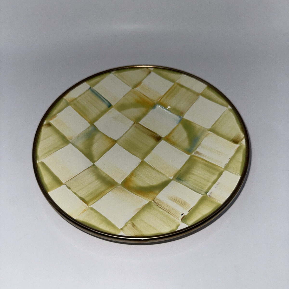 MACKENZIE-CHILDS パーチメント オーバルプレート Mackenzie Childs Ceramic Parchment Check Fluted Oval Platter