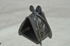 ANTIQUE VICTORIAN SILVER PLATE WISH BONE TRIANGLE FIGURAL NAPKIN RING HOLDER