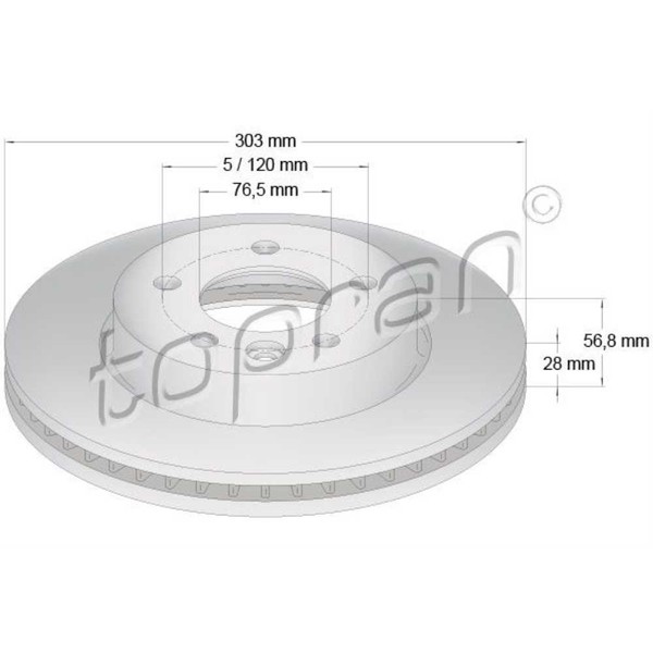 Topran Bremsscheiben Vorne Ø303 Mm BelüFtet FüR VW Amarok 2H_ S1B 2HA 2HB-image